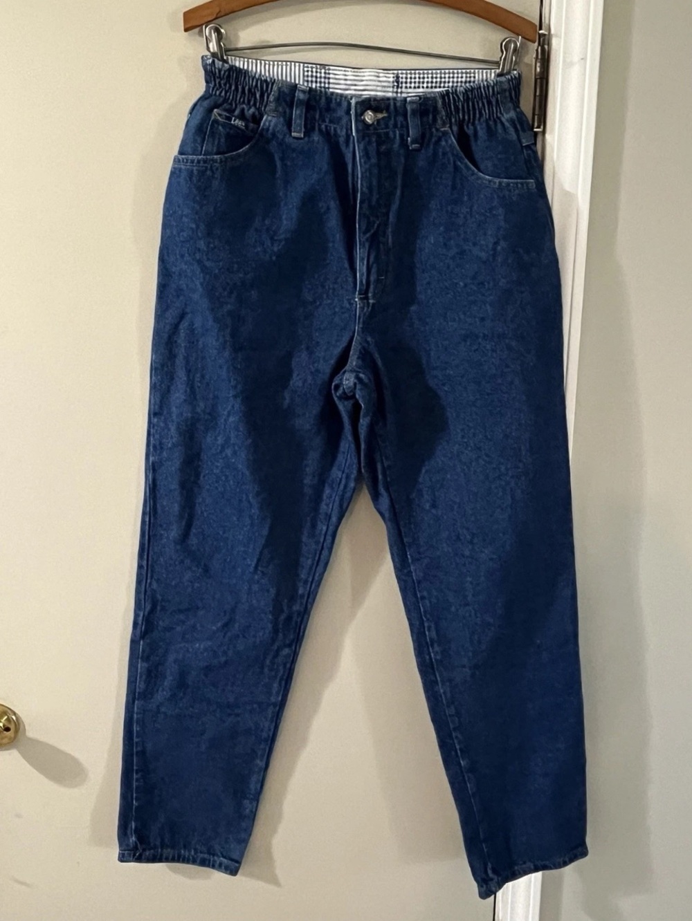 Vintage Lee 100% Cotton Denim Jeans, Women’s 10, Elastic Pull-on Waist, USA